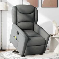 Fauteuils Et Chaises-vidaXL Fauteuil de massage inclinable Tissu Gris foncé