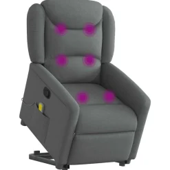 Fauteuils Et Chaises-vidaXL Fauteuil de massage inclinable Tissu Gris foncé