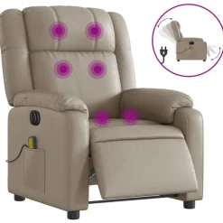 Fauteuils Et Chaises-vidaXL Fauteuil de massage inclinable électrique similicuir Cappuccino