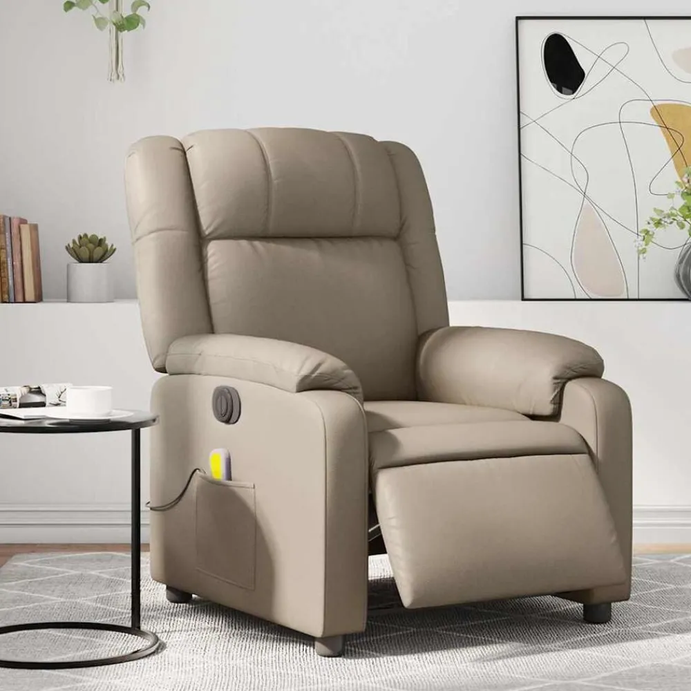 Fauteuils Et Chaises-vidaXL Fauteuil de massage inclinable électrique similicuir Cappuccino