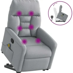 Fauteuils Et Chaises-vidaXL Fauteuil de massage inclinable Tissu Gris clair