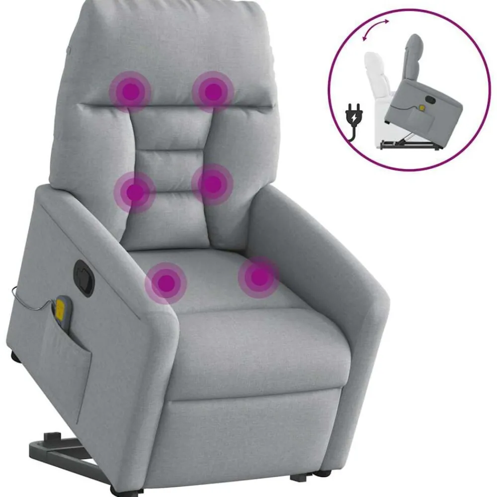Fauteuils Et Chaises-vidaXL Fauteuil de massage inclinable Tissu Gris clair