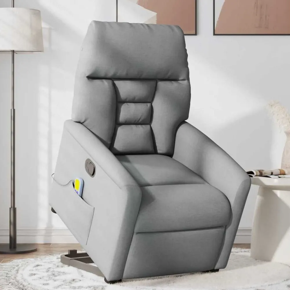 Fauteuils Et Chaises-vidaXL Fauteuil de massage inclinable Tissu Gris clair