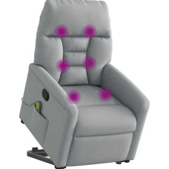 Fauteuils Et Chaises-vidaXL Fauteuil de massage inclinable Tissu Gris clair