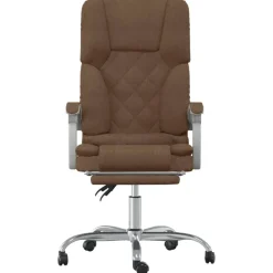 Meubles De Bureau-vidaXL Fauteuil de massage inclinable de bureau Tissu Marron