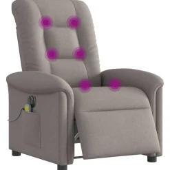 Fauteuils Et Chaises-vidaXL Fauteuil de massage inclinable électrique Tissu Taupe