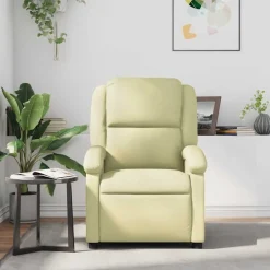vidaXL Fauteuil de massage inclinable crème cuir véritable