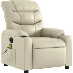 Fauteuils Et Chaises-vidaXL Fauteuil de massage inclinable crème similicuir Cr&egrave;me