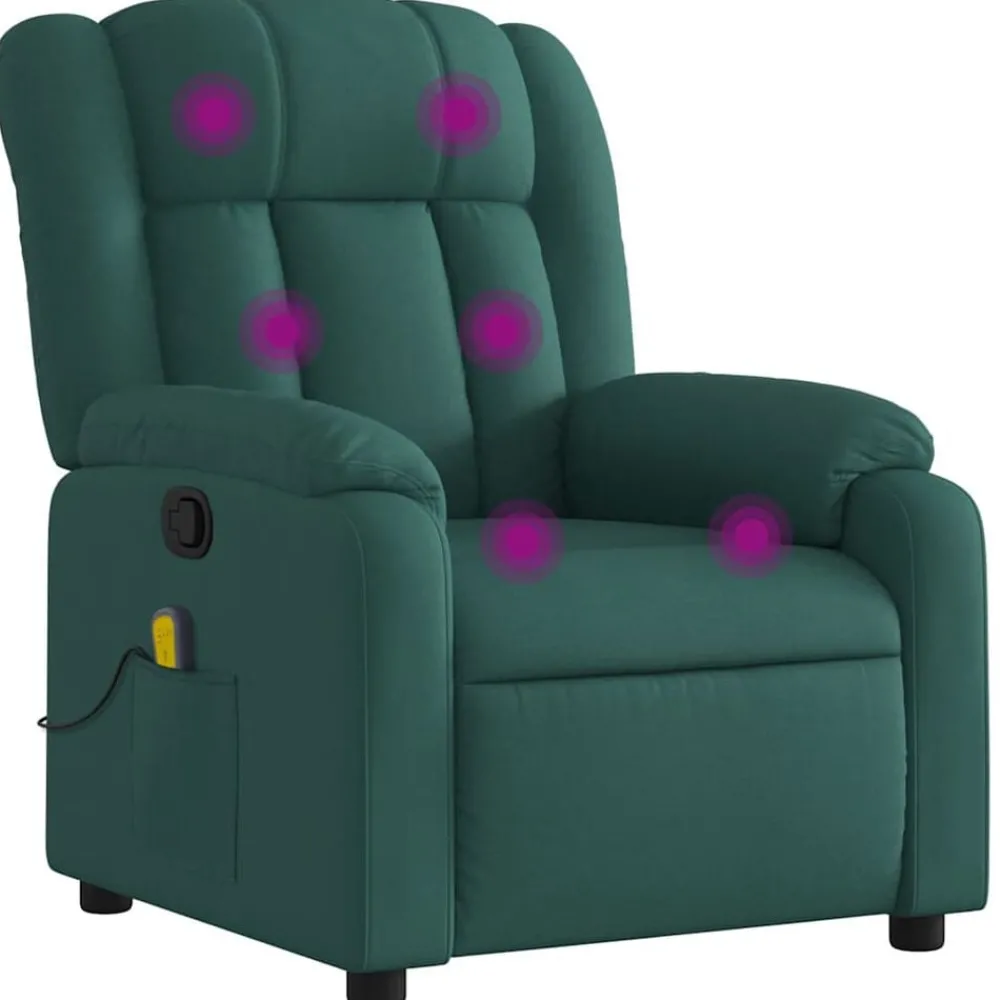 Fauteuils Et Chaises-vidaXL Fauteuil de massage inclinable Tissu Vert foncé