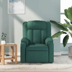 Fauteuils Et Chaises-vidaXL Fauteuil de massage inclinable Tissu Vert foncé