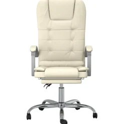 Meubles De Bureau-vidaXL Fauteuil de massage inclinable de bureau Crème Similicuir Crème