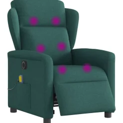 Fauteuils Et Chaises-vidaXL Fauteuil de massage inclinable électrique Tissu Vert foncé