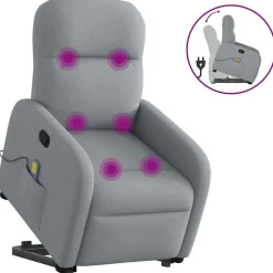 Fauteuils Et Chaises-vidaXL Fauteuil de massage inclinable Tissu Gris clair