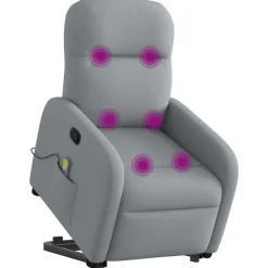 Fauteuils Et Chaises-vidaXL Fauteuil de massage inclinable Tissu Gris clair
