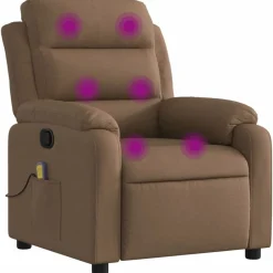 Fauteuils Et Chaises-vidaXL Fauteuil de massage inclinable Tissu Marron