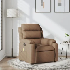 Fauteuils Et Chaises-vidaXL Fauteuil de massage inclinable Tissu Marron