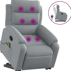 Fauteuils Et Chaises-vidaXL Fauteuil de massage inclinable Tissu Gris clair