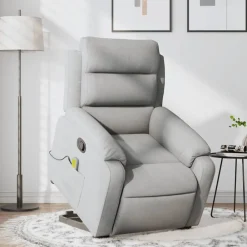 Fauteuils Et Chaises-vidaXL Fauteuil de massage inclinable Tissu Gris clair