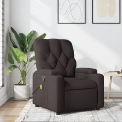 Fauteuils Et Chaises-vidaXL Fauteuil de massage inclinable Tissu Marron foncé