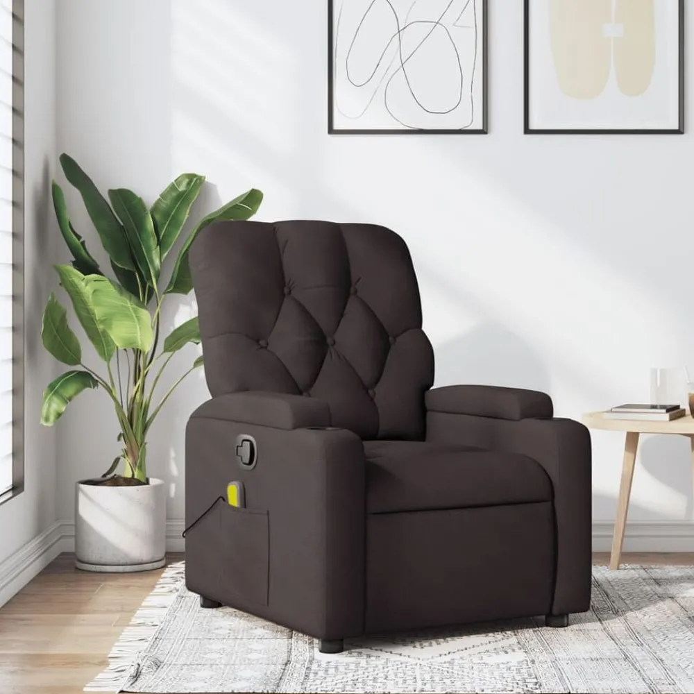 Fauteuils Et Chaises-vidaXL Fauteuil de massage inclinable Tissu Marron foncé