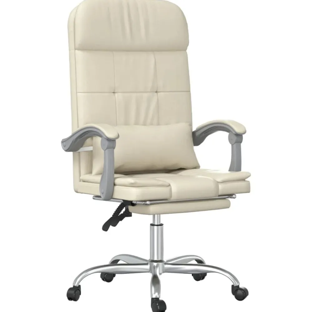 Meubles De Bureau-vidaXL Fauteuil de massage inclinable de bureau Crème Similicuir Crème