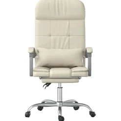 Meubles De Bureau-vidaXL Fauteuil de massage inclinable de bureau Crème Similicuir Crème