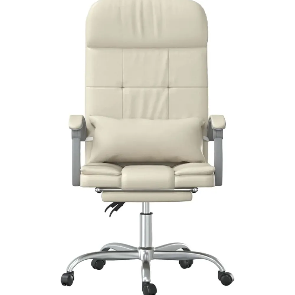 Meubles De Bureau-vidaXL Fauteuil de massage inclinable de bureau Crème Similicuir Crème