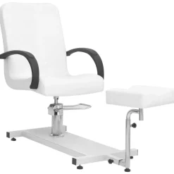 vidaXL Fauteuil de massage et repose-pied Blanc 127x60x98cm Similicuir