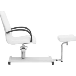 vidaXL Fauteuil de massage et repose-pied Blanc 127x60x98cm Similicuir