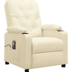 vidaXL Fauteuil de massage Crème Similicuir