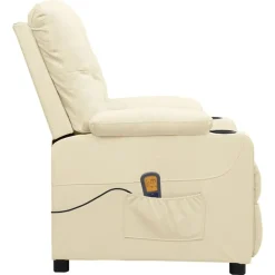 vidaXL Fauteuil de massage Crème Similicuir