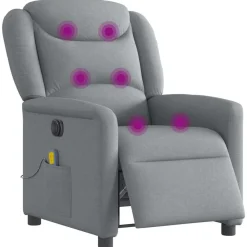 Fauteuils Et Chaises-vidaXL Fauteuil de massage inclinable électrique tissu Gris clair