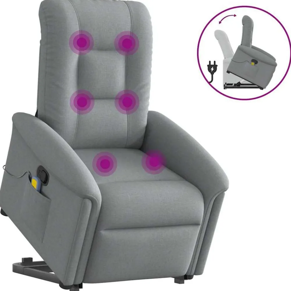 Fauteuils Et Chaises-vidaXL Fauteuil de massage inclinable Tissu Gris clair