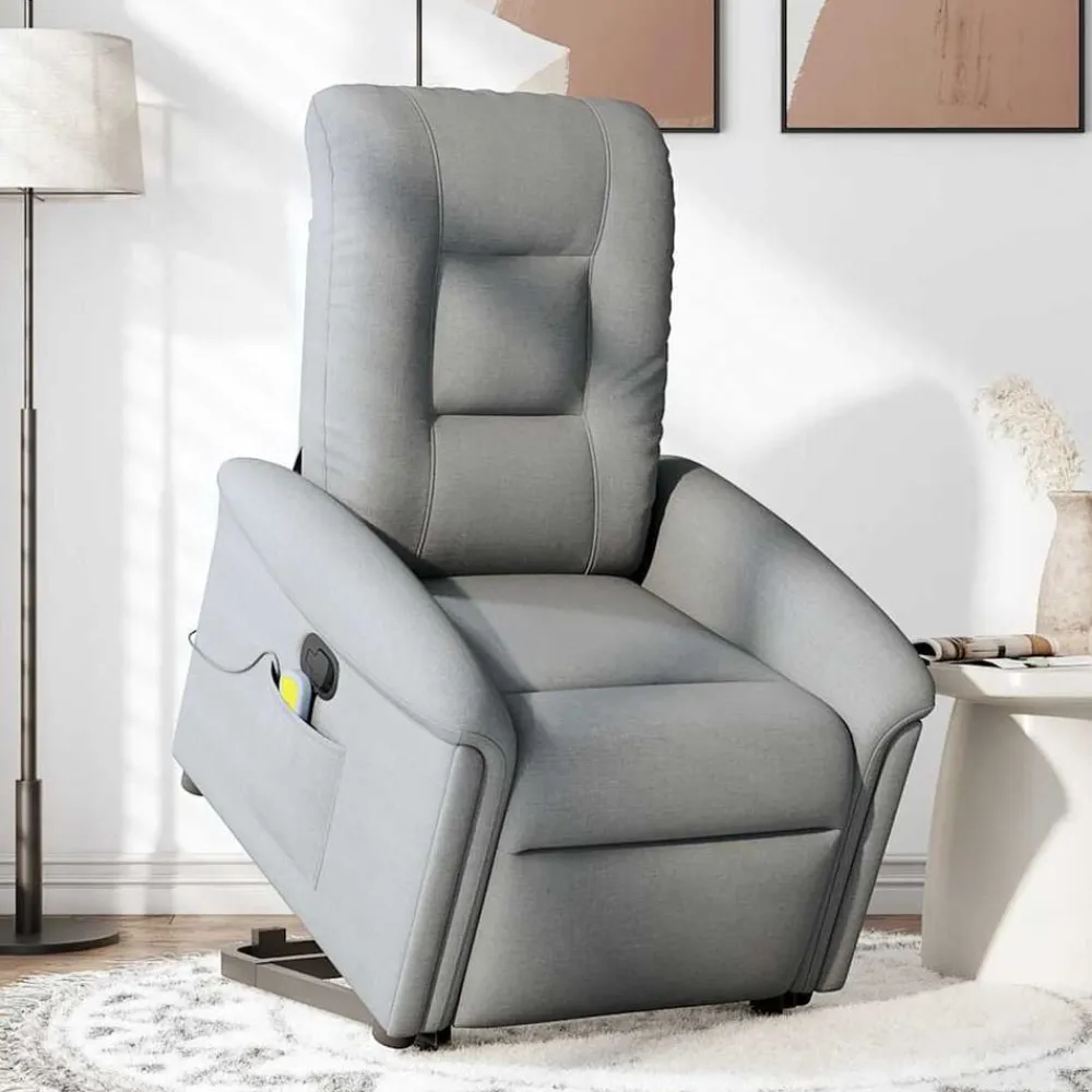 Fauteuils Et Chaises-vidaXL Fauteuil de massage inclinable Tissu Gris clair
