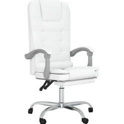 Meubles De Bureau-vidaXL Fauteuil de massage inclinable de bureau Similicuir Blanc