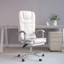 Meubles De Bureau-vidaXL Fauteuil de massage inclinable de bureau Similicuir Blanc