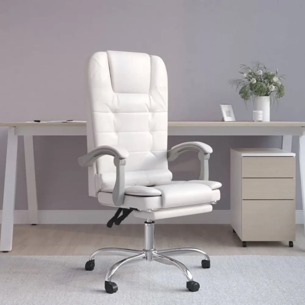 Meubles De Bureau-vidaXL Fauteuil de massage inclinable de bureau Similicuir Blanc