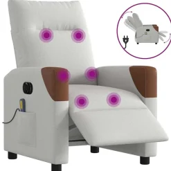 Fauteuils Et Chaises-vidaXL Fauteuil de massage inclinable électrique tissu Gris nuage