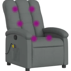 Fauteuils Et Chaises-vidaXL Fauteuil de massage inclinable Tissu Gris foncé