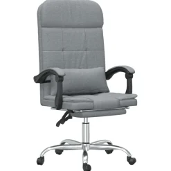 Meubles De Bureau-vidaXL Fauteuil de massage inclinable de bureau Tissu Gris clair