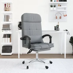 Meubles De Bureau-vidaXL Fauteuil de massage inclinable de bureau Tissu Gris clair