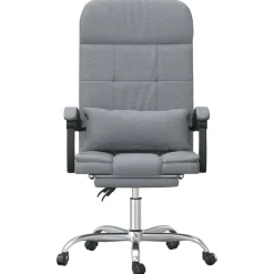 Meubles De Bureau-vidaXL Fauteuil de massage inclinable de bureau Tissu Gris clair