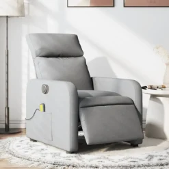 Fauteuils Et Chaises-vidaXL Fauteuil de massage inclinable électrique tissu Gris clair