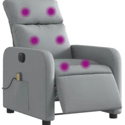 Fauteuils Et Chaises-vidaXL Fauteuil de massage inclinable électrique tissu Gris clair