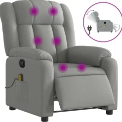 Fauteuils Et Chaises-vidaXL Fauteuil de massage inclinable électrique tissu Gris clair