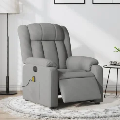 Fauteuils Et Chaises-vidaXL Fauteuil de massage inclinable électrique tissu Gris clair