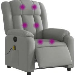 Fauteuils Et Chaises-vidaXL Fauteuil de massage inclinable électrique tissu Gris clair