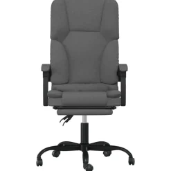 Meubles De Bureau-vidaXL Fauteuil de massage inclinable de bureau Tissu Gris foncé