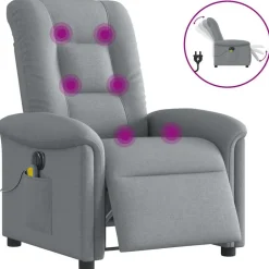 Fauteuils Et Chaises-vidaXL Fauteuil de massage inclinable électrique tissu Gris clair