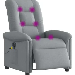 Fauteuils Et Chaises-vidaXL Fauteuil de massage inclinable électrique tissu Gris clair